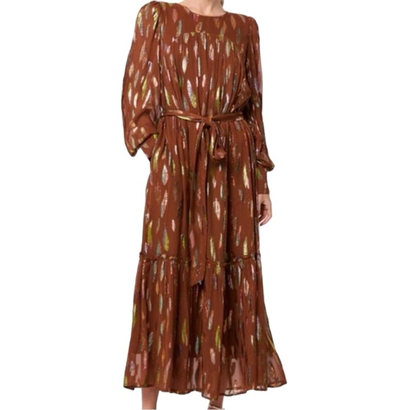 CIEBON Eryn Mixed Metallic Button Cuff Maxi Dress main image 1